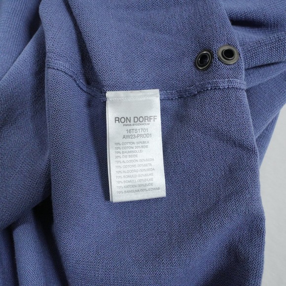 Ron Dorff Men's Silk Blend Short Sleeve Quarter Zip Knit Polo Shirt Blue XXL - Picture 9 of 9